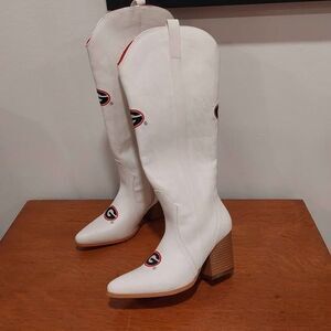 UGA Bulldogs New Vaccari University of Georgia Game Day White Cowgirl Boots Sz 7
